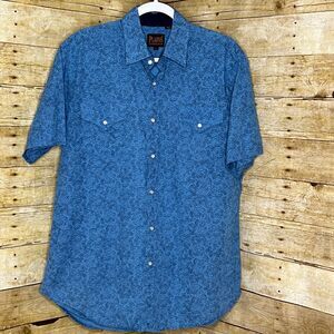 PLAINS WESTERN WEAR PAISLEY WESTERN CUT SHORT SLEEVE PPEARL SNAP WESTERN WEAR